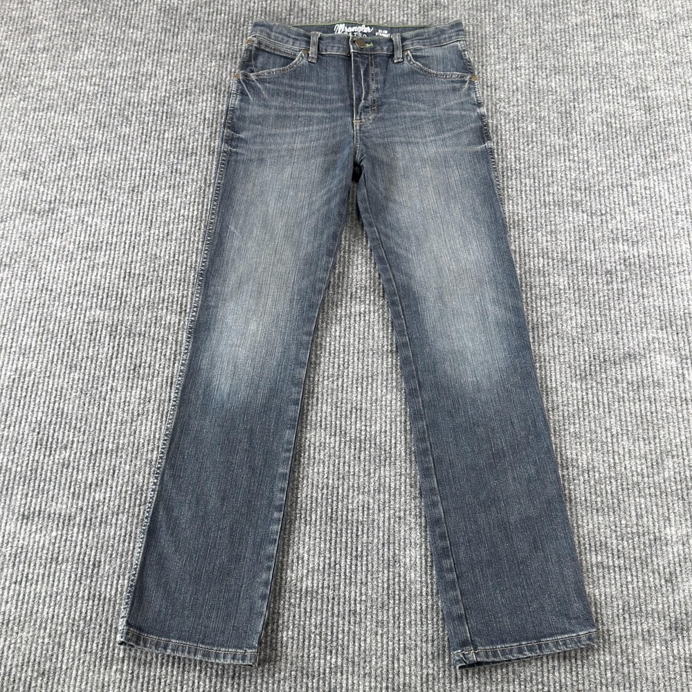 Wrangler Retro Jeans Boys 14 Regular Blue Slim Straight Adjustable Waist Stretch